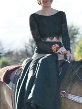 Black Lace Two Piece Formal Gown- please see measurements for sizing